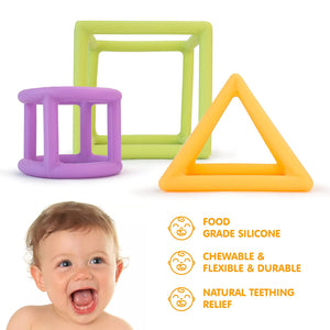 Teething Toys for Babies - Set of 2 (Geometrical Teether Set & Pacifier)