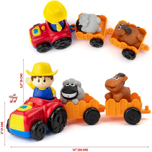 Tractor Toy with Farmer, Farm Animals and Wagons